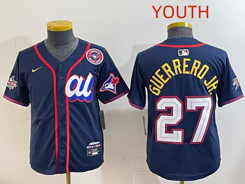 Youth 2025 Toronto Blue Jays 27 Guerrero jr Drak Blue All star Nike MLB Jersey style 2